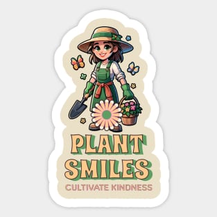 Plant Smiles Cultivate Kindness Sticker